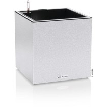 Pot de fleur LECHUZA Canto Stone Cube 40 - kit complet LED, blanc quar