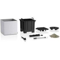 Pot de fleur LECHUZA Canto Stone Cube 40 - kit complet LED, blanc quar