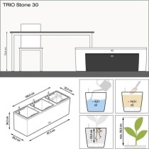 Jardiniere LECHUZA Trio Stone 30 - kit complet, gris pierre - Avec ré