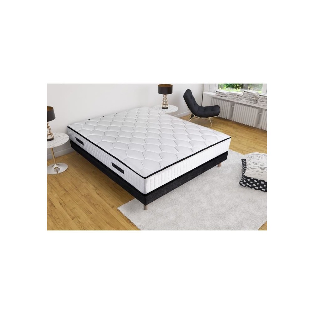 Ensemble sommier et matelas - NEW YORK - 140 x 190 - Ressorts - Sommier a lattes