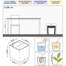 Pot de fleur LECHUZA Cube Premium 40 - kit complet, rouge scarlet bril