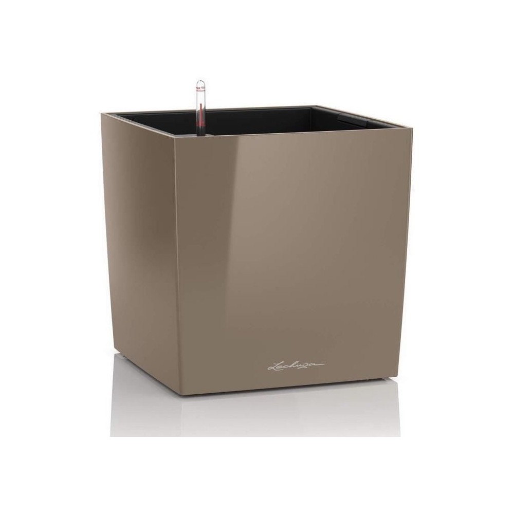 Pot de fleur LECHUZA Cube Premium 50 - kit complet, taupe brillant