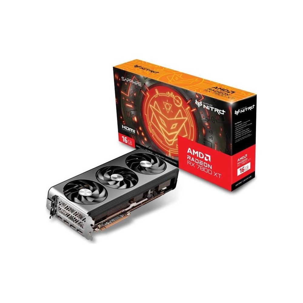 SAPPHIRE - Carte Graphique - NITRO+ AMD RADEON™ RX 7800 XT GAMING OC 16GB - GDDR6 - DUAL HDMI / DUAL DP