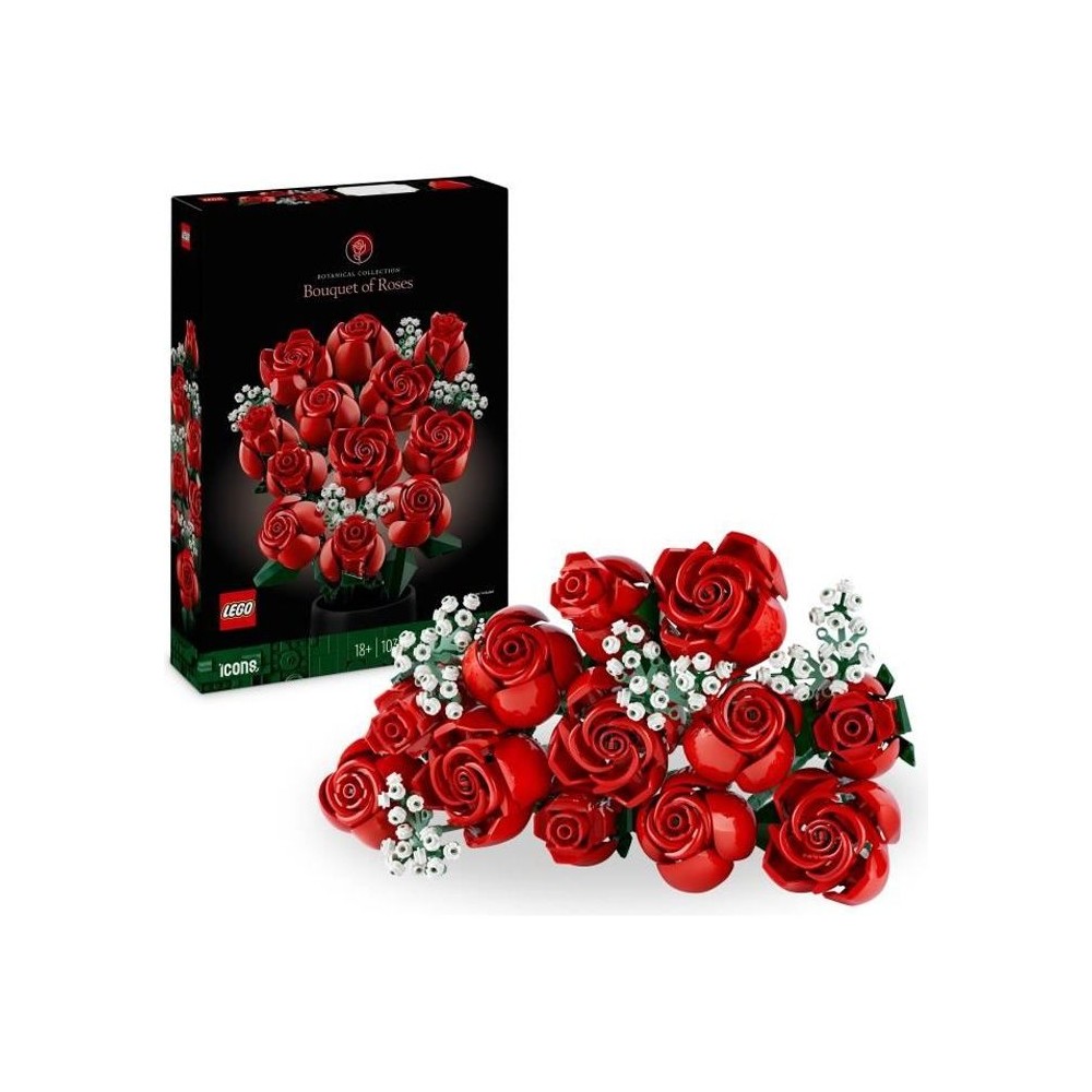 LEGO 10328 Icons Le Bouquet de Roses, Fleurs Artificielles pour Décor