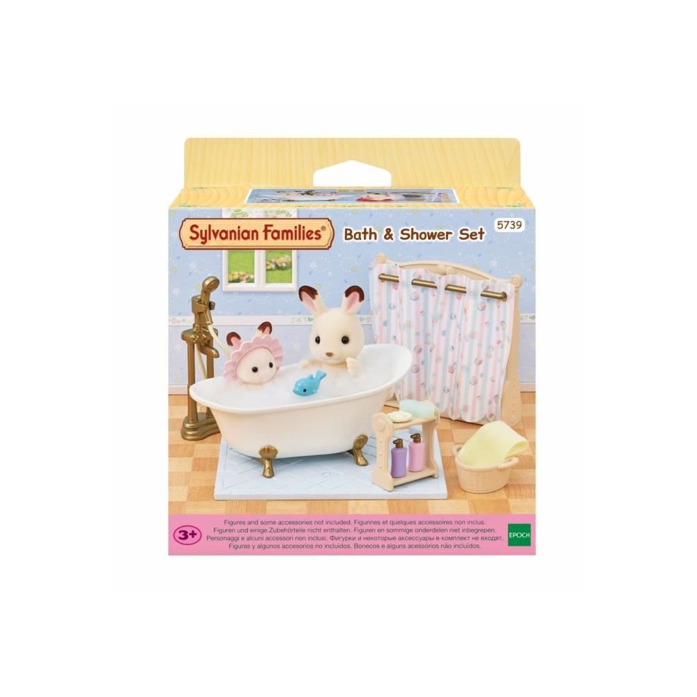 Le set baignoire et douche - SYLVANIAN FAMILIES - 5739 - Ensemble de salle de bain avec accessoires