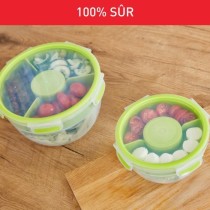 TEFAL Masterseal To Go Salad Box, Boîte alimentaire 1 L, 2 compartiments, 100% hermétique, Sans BPA, Garantie 30 ans K3100112