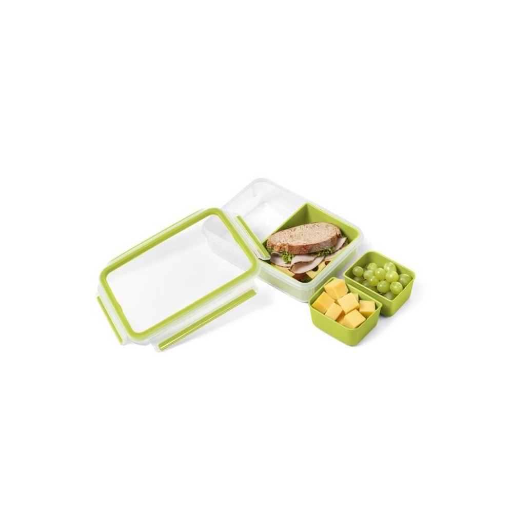 TEFAL Masterseal To Go Lunch Box, Boîte a déjeuner 1,2 L, 3 compartiments, 100% hermétique, Sans BPA, Garantie 30 ans K310041