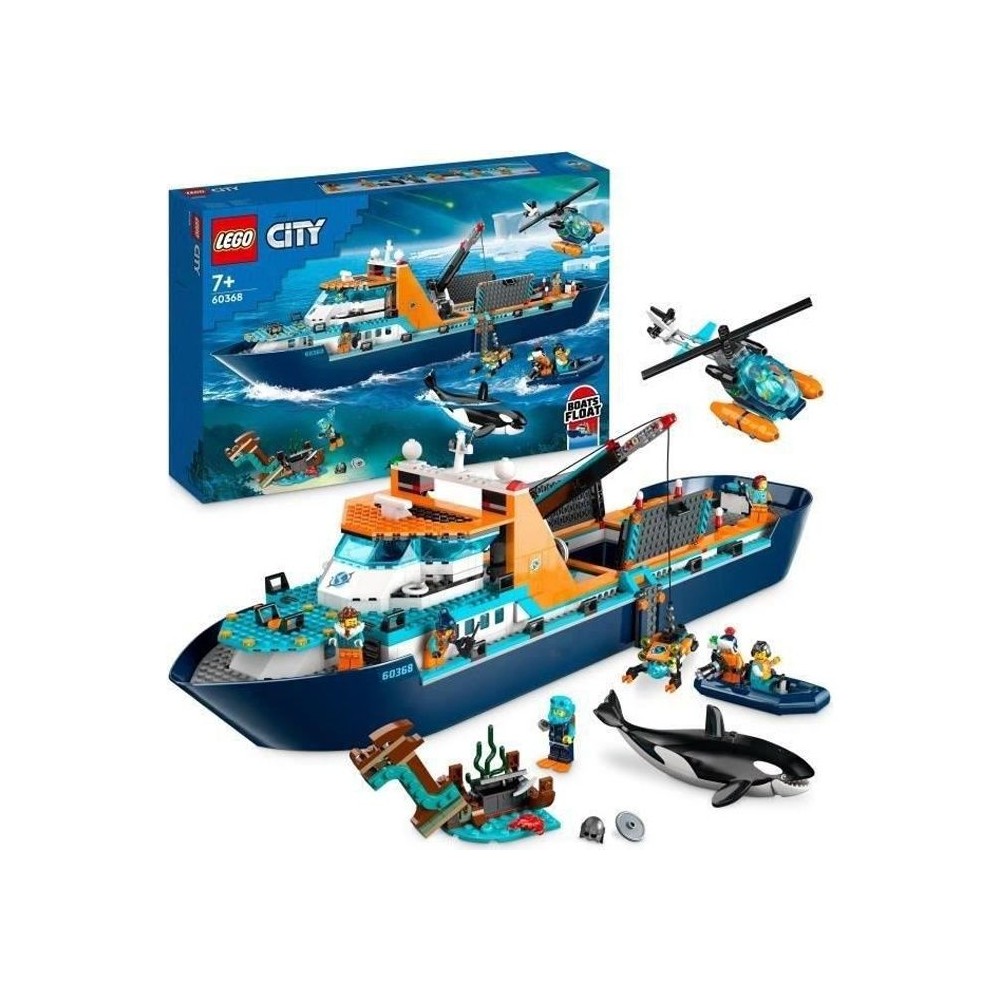 LEGO City 60368 Le Navire d'Exploration Arctique, Jouet de Grand Batea