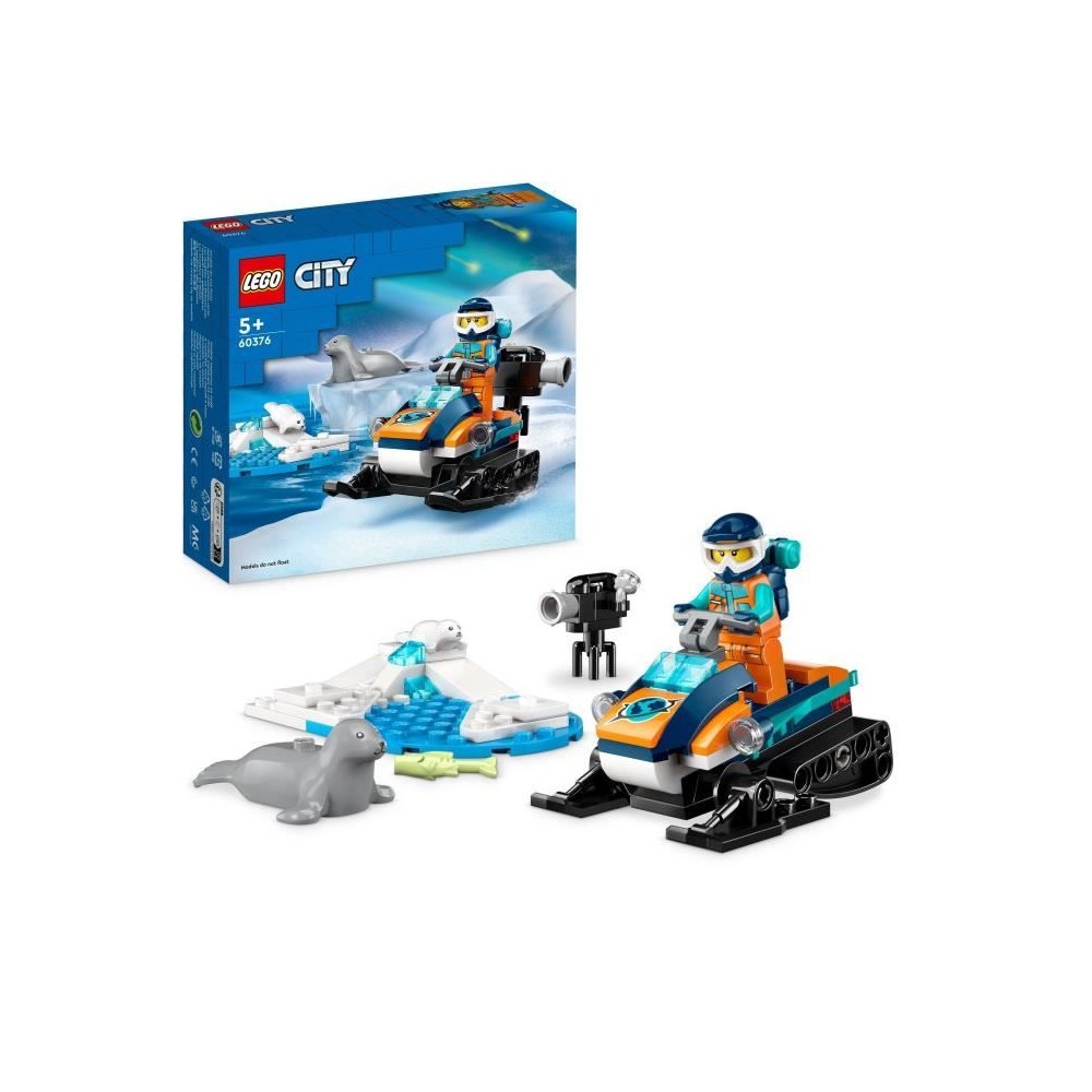 LEGO City 60376 La Motoneige d'Exploration Arctique, Jouet avec Figuri