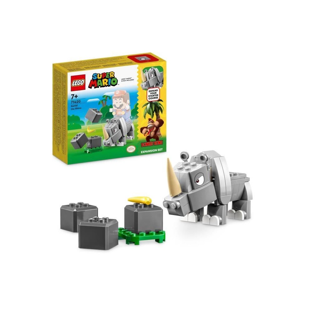 LEGO Super Mario 71420 Ensemble d'Extension Rambi le Rhinocéros, Joue