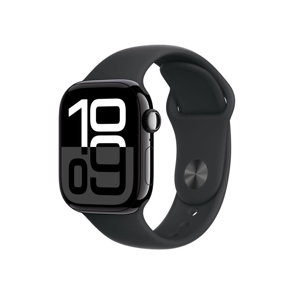 Apple Watch Series 10 GPS - 42mm - Boîtier Jet Black Aluminium - Bracelet Black Sport Band - M/L