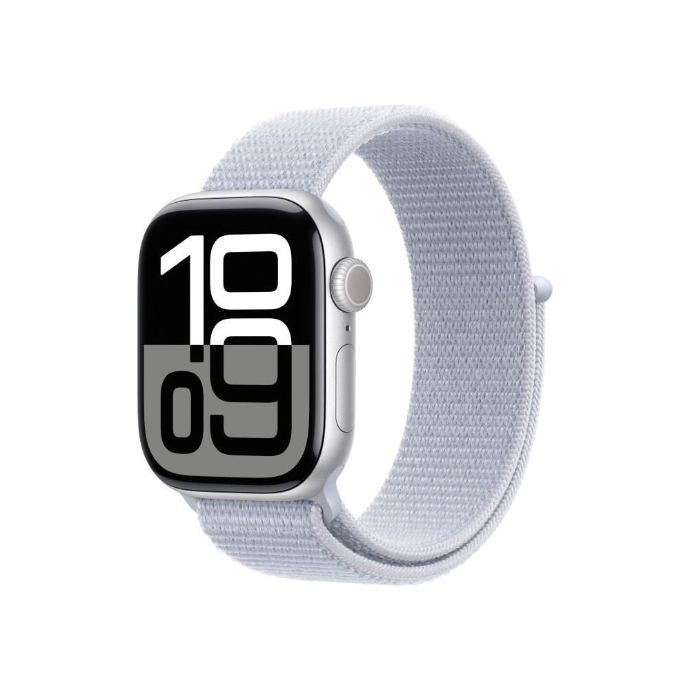 Apple Watch Series 10 GPS - 42mm - Boîtier Silver Aluminium - Bracelet Blue Cloud Sport Loop