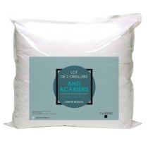 Lot de 2 oreillers Microfibre Anti-Acariens 60x60cm