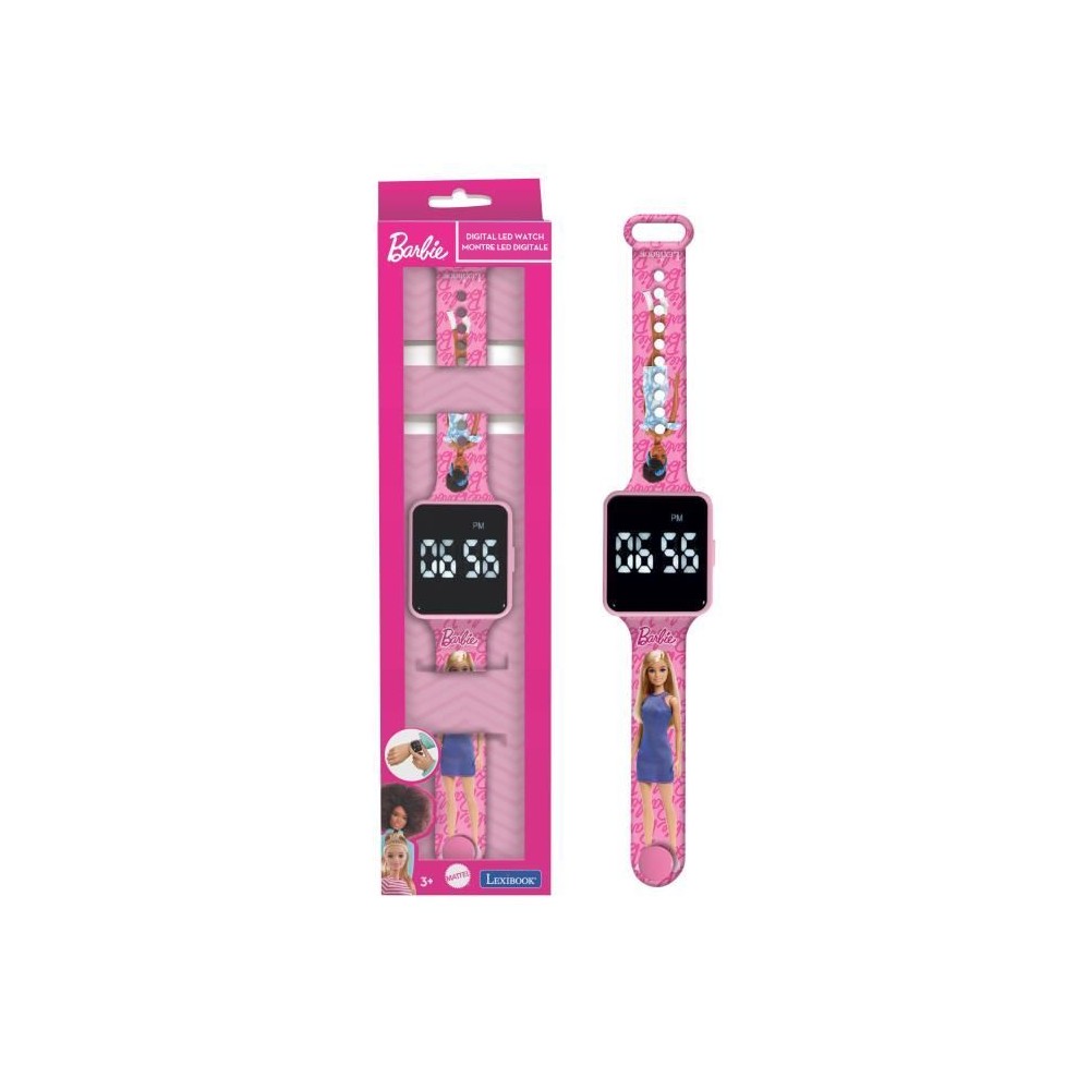 Lexibook - Barbie - Montre LED connectée - Bracelet ajustable