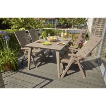 Table de jardin - rectangulaire 160cm - cappuccino - en résine - 6 pe