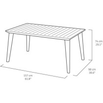 Table de jardin - rectangulaire 160cm - cappuccino - en résine - 6 pe