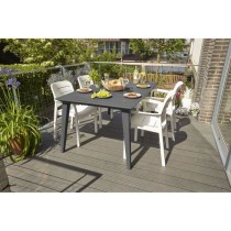 Table de jardin - rectangulaire 160cm - gris graphite - en résine - 6