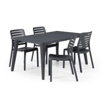 Table de jardin - rectangulaire 160cm - gris graphite - en résine - 6