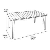 Table de jardin - rectangulaire 160cm - gris graphite - en résine - 6