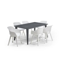 Table de jardin - rectangulaire 160cm - gris graphite - en résine - 6