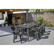 Table de jardin - rectangulaire - gris graphite - en résine - 8 a 10