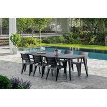 Table de jardin - rectangulaire - gris graphite - en résine - 8 a 10