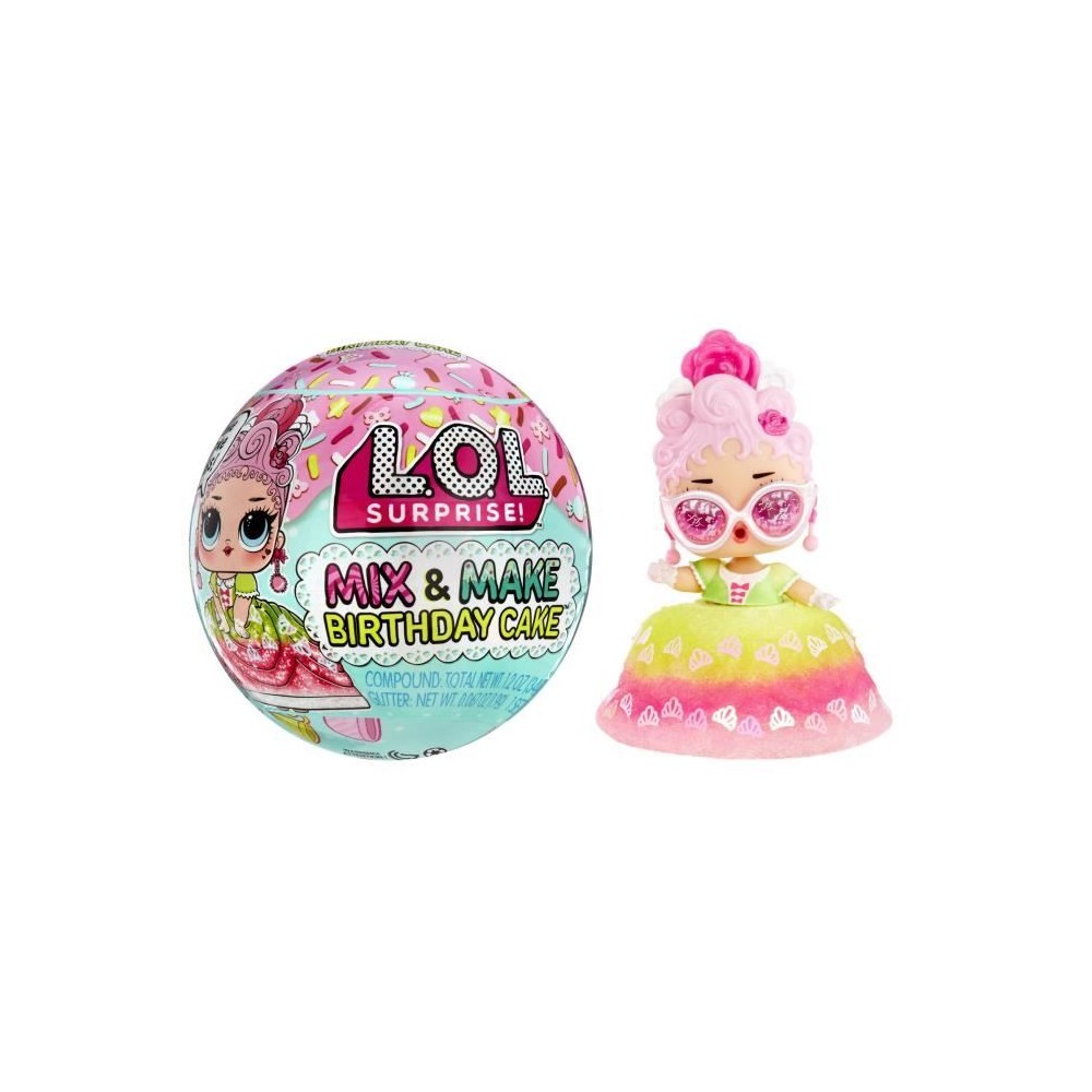 LOL Surprise Mix & Make Birthday Cake - Mini Poupée 7,5cm, Robe en Fo