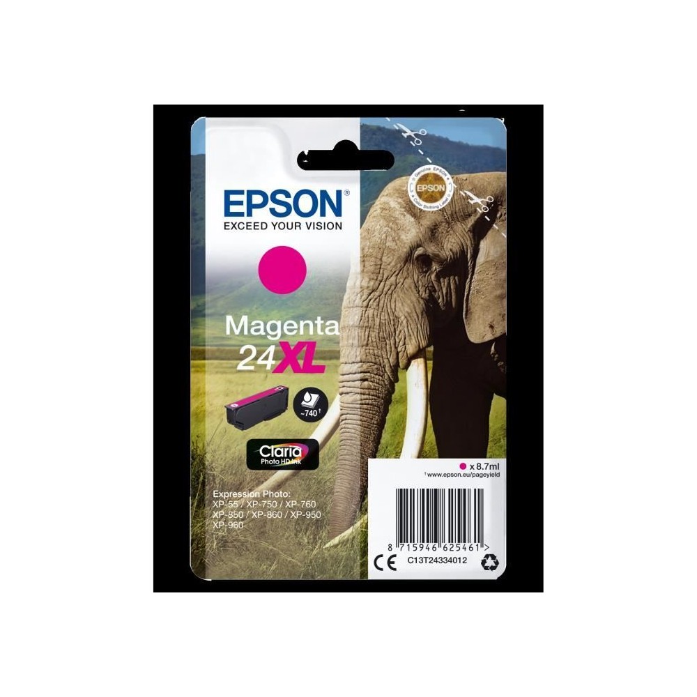 EPSON Cartouche d'encre T2433 XL Magenta - Eléphant (C13T24334012)