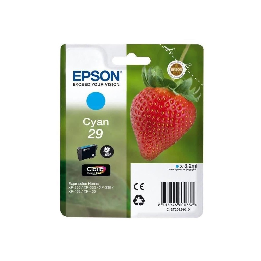 EPSON Cartouche d'encre T2982 cyan - Fraise (C13T29824012)