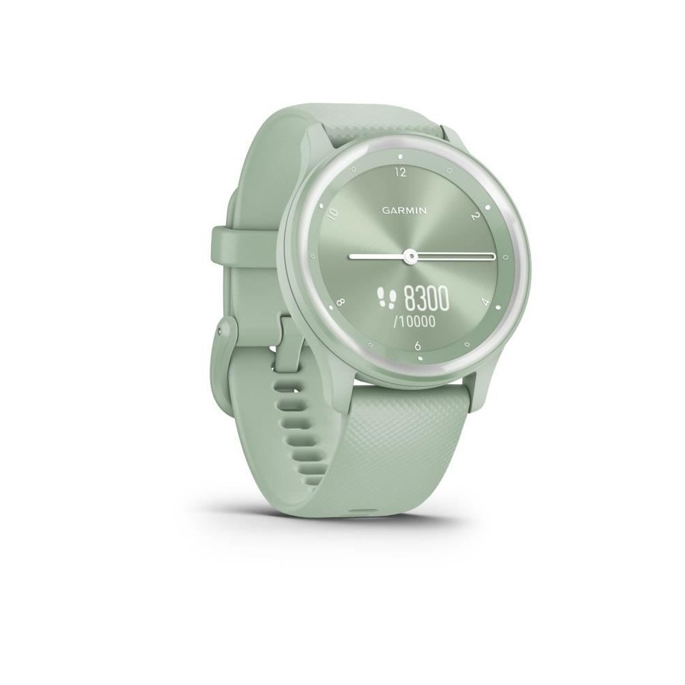 GARMIN Vivomove Sport - Montre de sport connectée a aiguilles et écran tactile - Vert d'eau silver