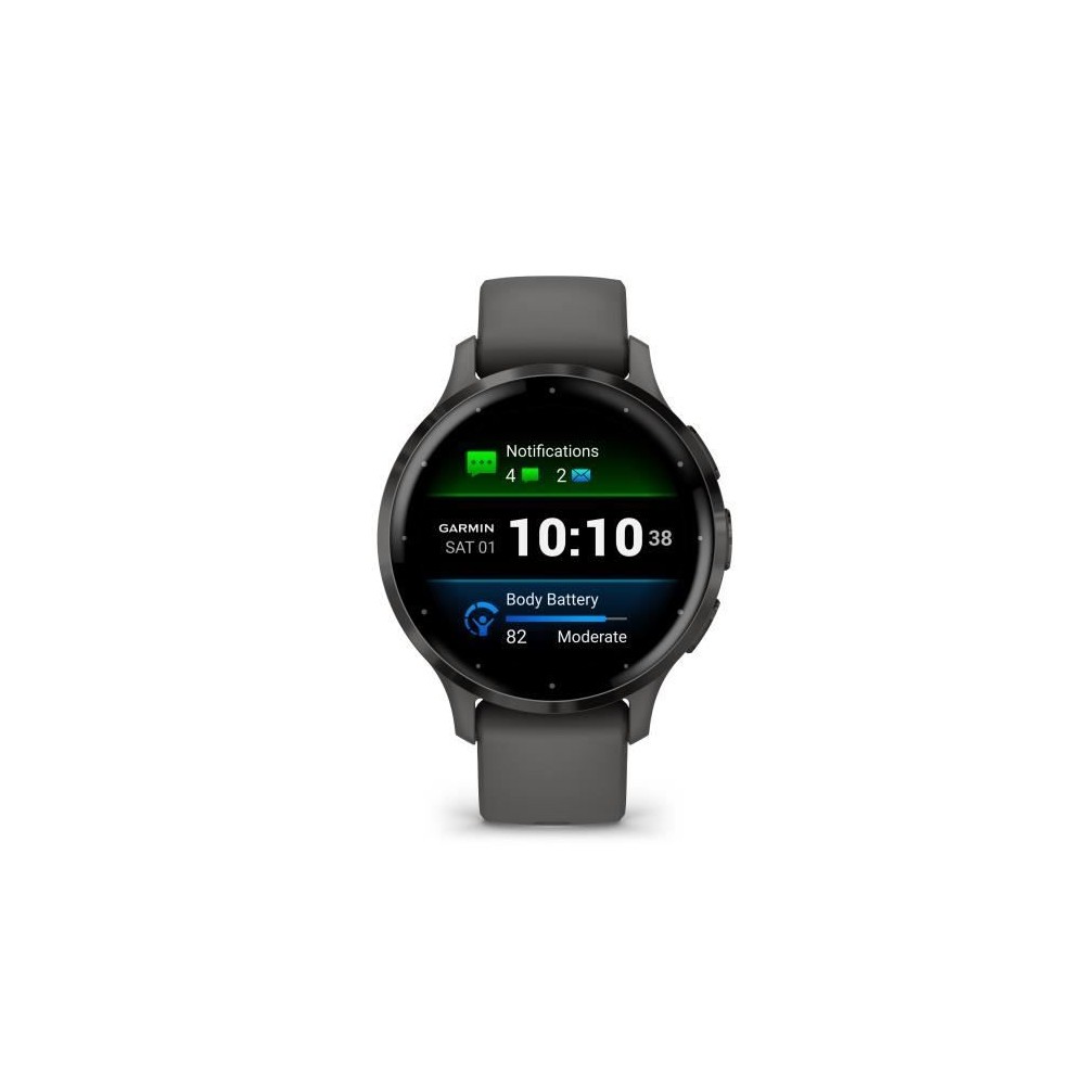 Montre GPS connectée - GARMIN - Venu 3S - 30,4mm (1,2) - Acier Gray, boîtier gris foncé et bracelet en silicone gris foncé