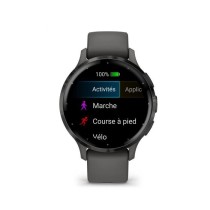 Montre GPS connectée - GARMIN - Venu 3S - 30,4mm (1,2) - Acier Gray, boîtier gris foncé et bracelet en silicone gris foncé