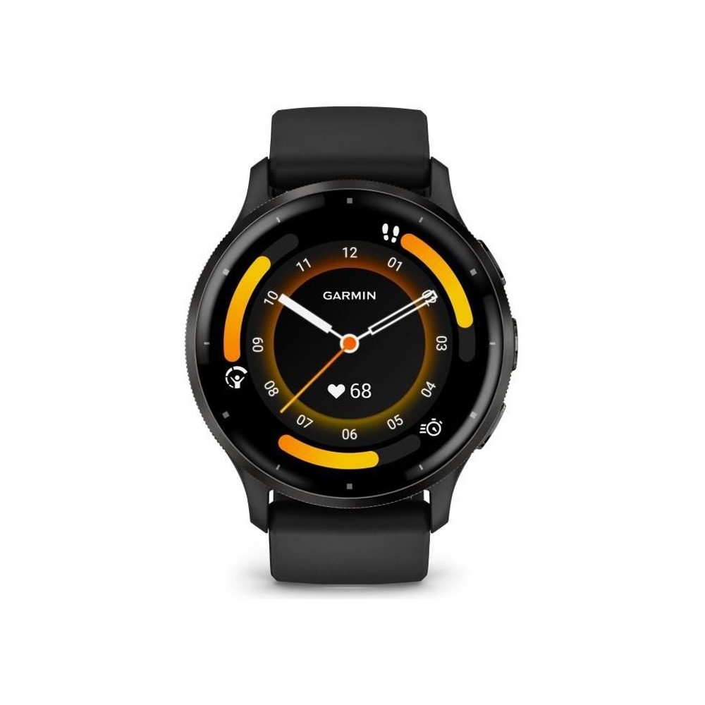 Montre GPS connectée - GARMIN - Venu 3 - WiFi - 35,4 mm (1,4) - Acier Gray, boîtier noir et bracelet en silicone noir