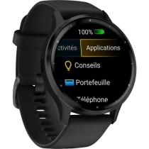 Montre GPS connectée - GARMIN - Venu 3 - WiFi - 35,4 mm (1,4) - Acier Gray, boîtier noir et bracelet en silicone noir