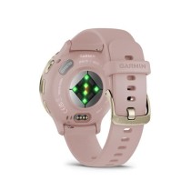 Montre GPS connectée - GARMIN - Venu 3S - 30,4mm (1,2) - Acier Soft Gold, boîtier rose et bracelet en silicone rose