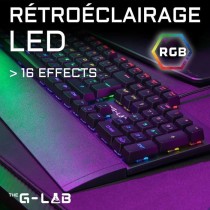 Clavier Gamer - The G-Lab - KEYZ CARBON E - Mécanique (Switch Bleu) - Rainbow - Low Profile - Repose Poignet - Filaire - Noir