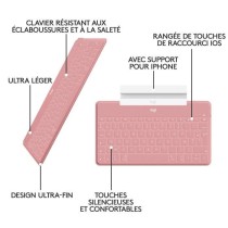 Clavier - Sans fil - Logitech - Keys to Go - 180g - AZERTY - Rose