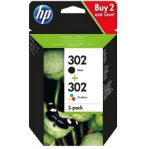 HP 302 Pack de 2 cartouches d'encre noire et trois couleurs authentiques (X4D37AE) pour HP DeskJet 2130/3630 et HP OfficeJet 383