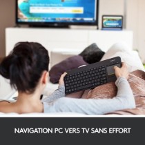 Clavier TV - Sans fil - Logitech - K400 Plus - Pavé tactile - AZERTY