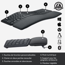 Clavier ergonomique - Sans fil - Logitech - ERGO K860 - AZERTY - Noir