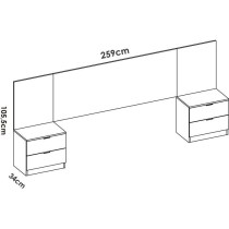 Ensemble tete de lit + 2 tables de nuit avec 2 tiroirs - LOMA - Blanc