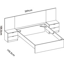 Ensemble structure de lit + tete de lit et 2 tables de nuit avec 2 tir