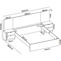 Ensemble structure de lit + tete de lit et 2 tables de nuit avec 2 tir