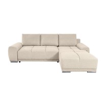 Canapé d'angle convertible LOUNGITUDE CABELLO en tissu beige avec cof