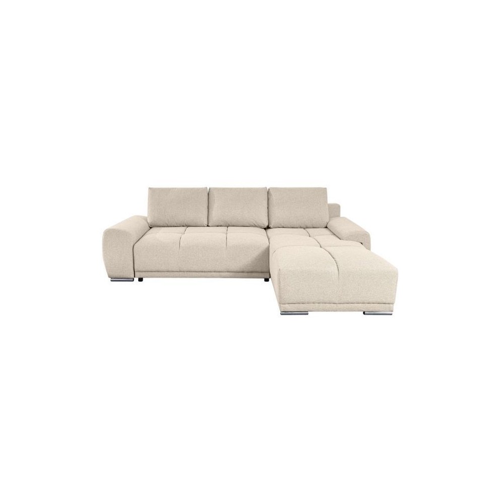 Canapé d'angle convertible LOUNGITUDE CABELLO en tissu beige avec cof