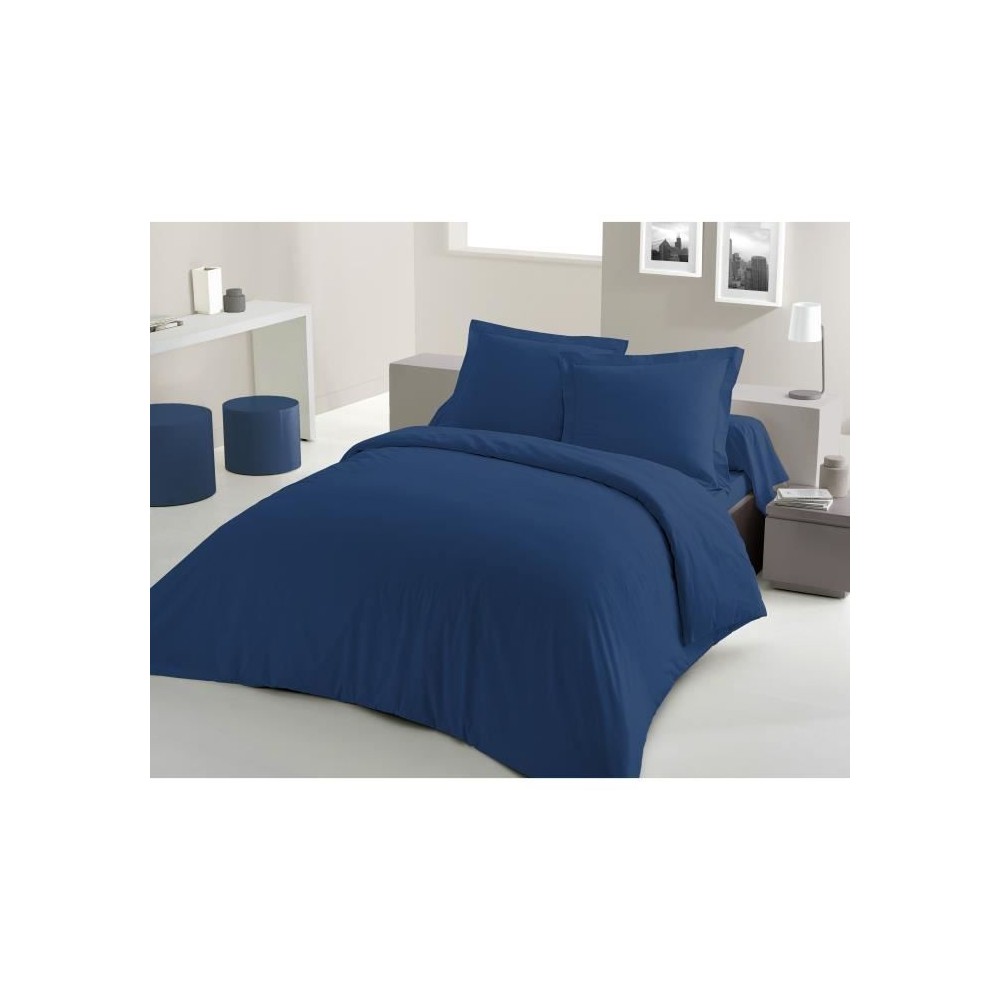 PARURE DE COUETTE LOVELY HOME - 240x260 cm - 100% COTON - BLEU