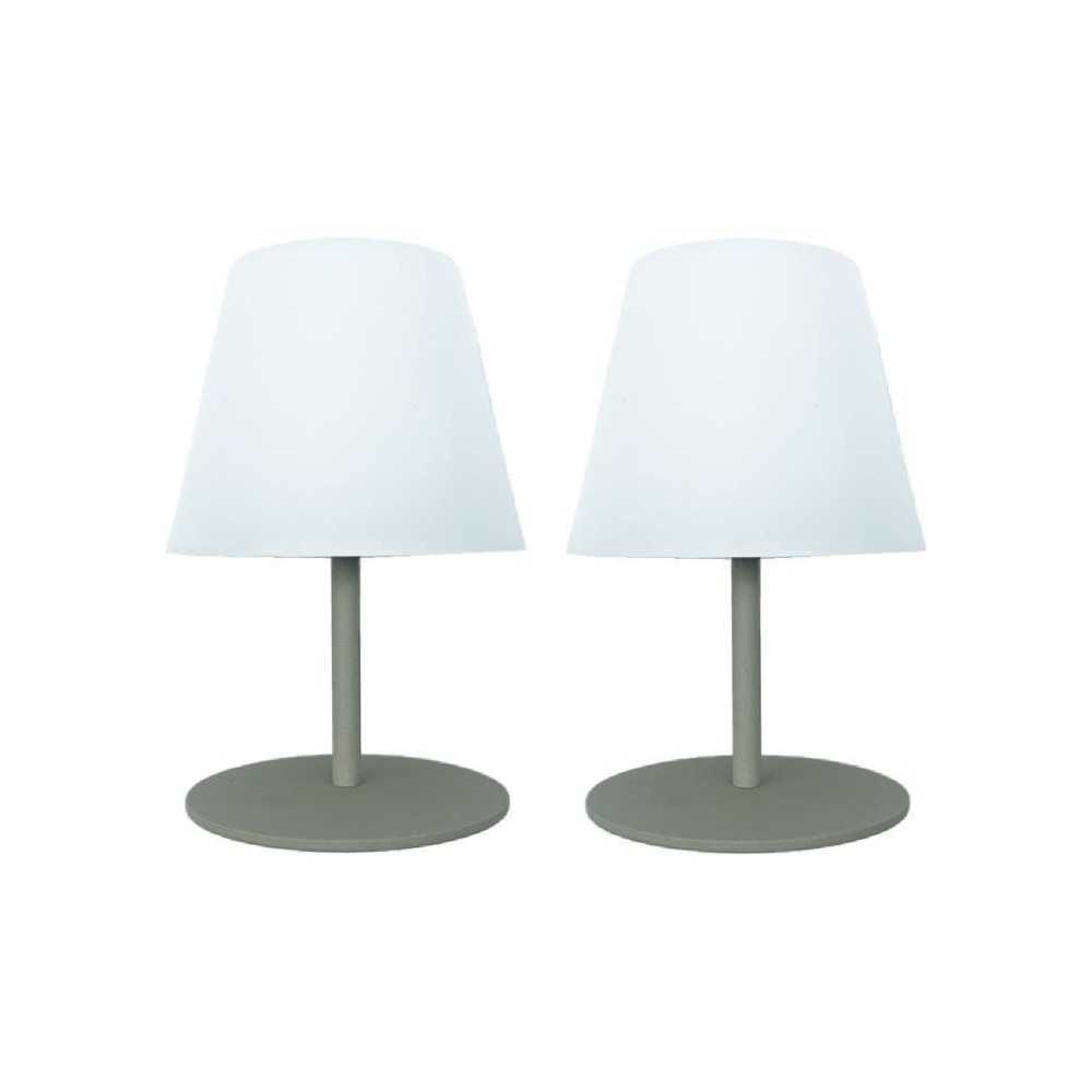 Set de 2 lampes de table sans fil - LUMISKY - TWINS - Olive - H16 cm -