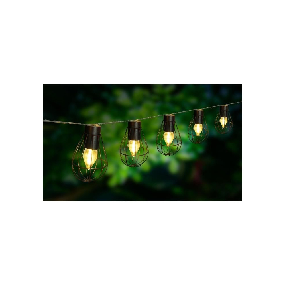 Guirlande solaire cage Keny - LUMIJARDIN - 10 ampoules LED - 3,8 m - E