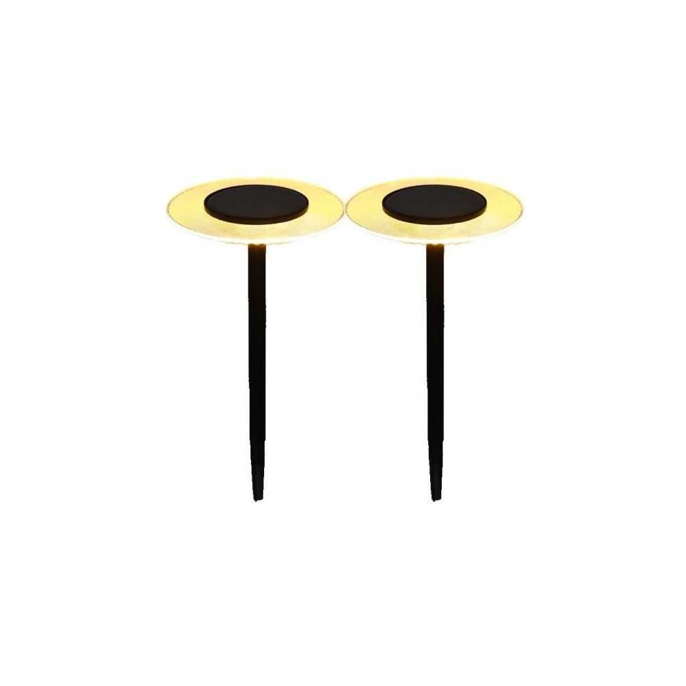 Lot de 2 balises solaires a piquer - LUMISKY - UFO - H35 cm - LED blan