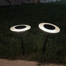 Lot de 2 balises solaires a piquer - LUMISKY - UFO - H35 cm - LED blan